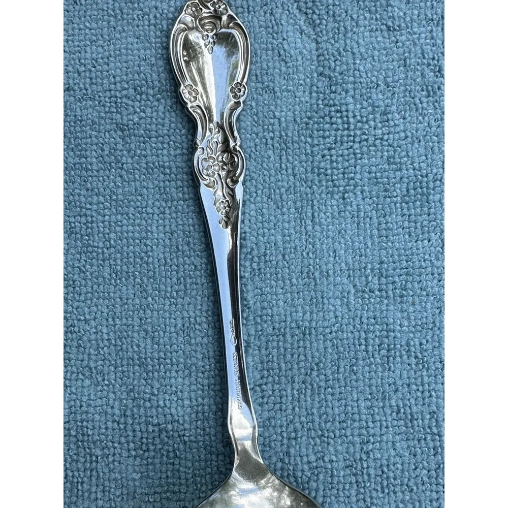 Oneida Community Louisiana Pierced Serving Spoon Stainless Flatware 8.5